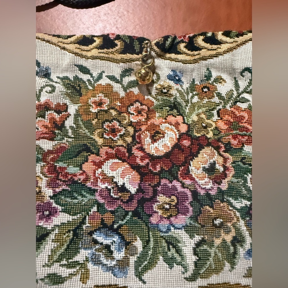 1950s Victorian Floral Tapestry Cocktail Crossbody Purse 7"X 5" VTG Macys NWT - Picture 3 of 5